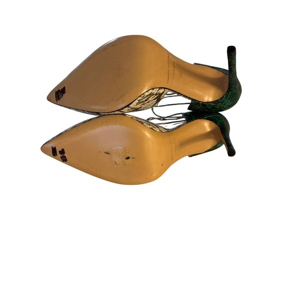 Bionda Castana Stiletto Heels Size 40 / 9-9.5 Snakeskin Two Toned Ankle Ties - Picture 10 of 11